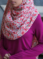 Red Tulips Chiffon Hijab