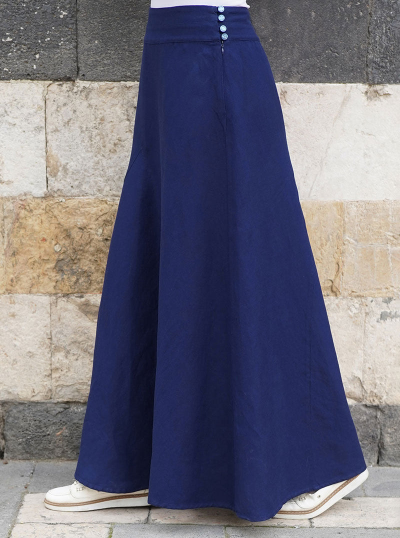 Linen Skirt with Flared Godet