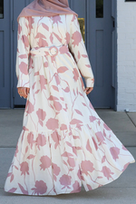 Reem Button Floral Maxi - Rosewood Petal
