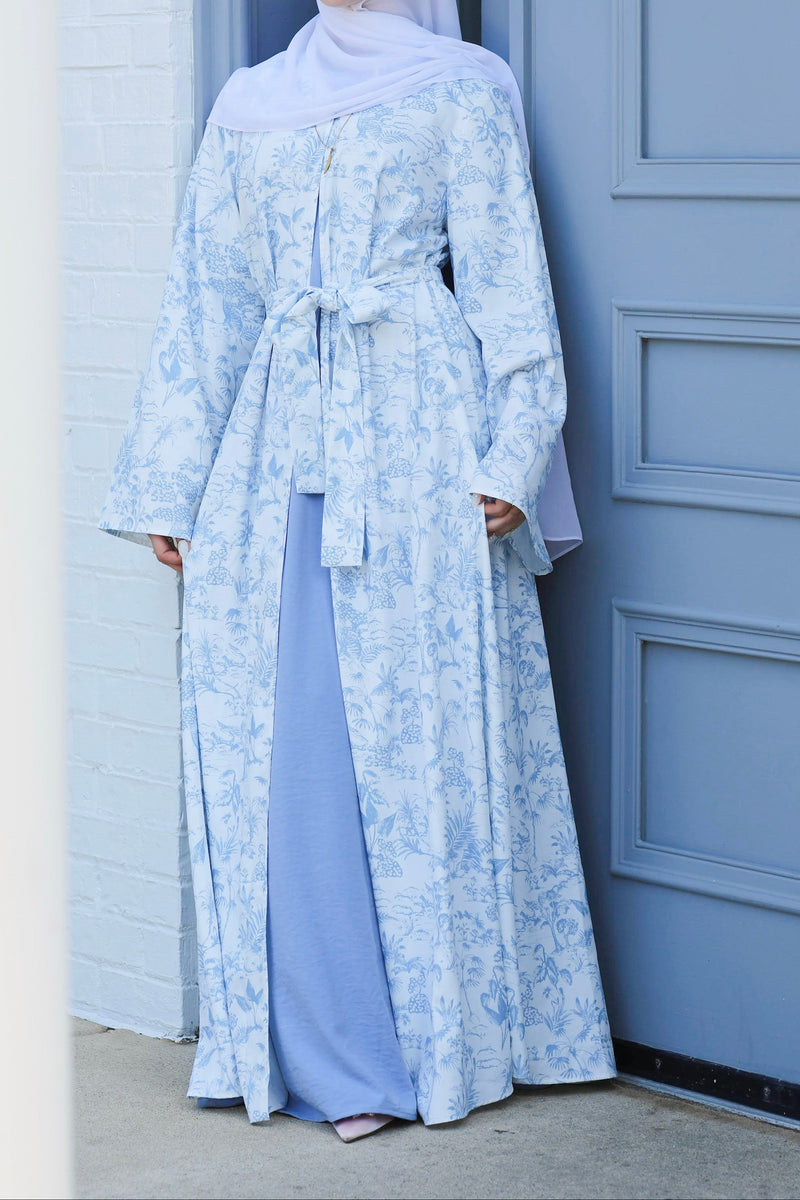 Nawar Toile Kimono Abaya – Bleu