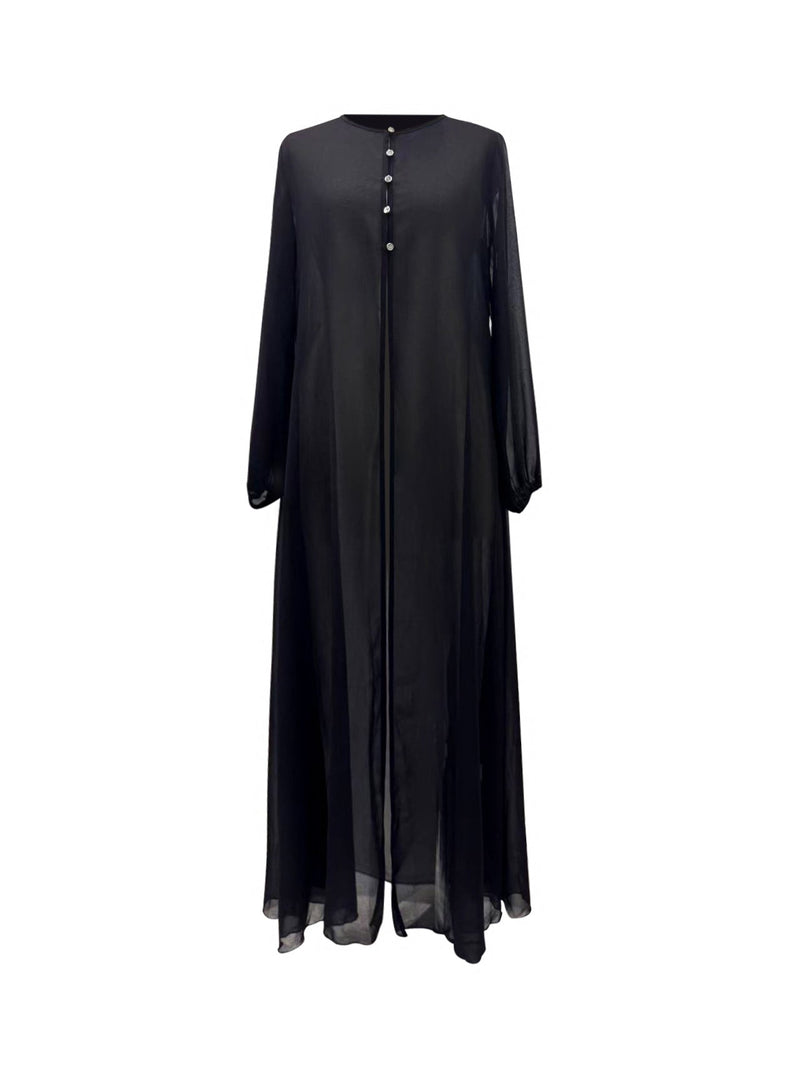 Hawa Chiffon Cardigan - Midnight Black