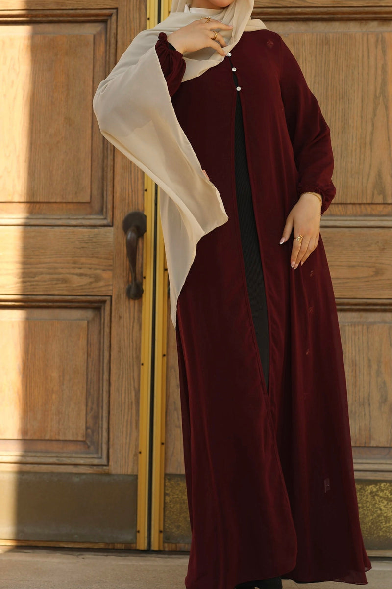 Hawa Chiffon Cardigan - Maroon