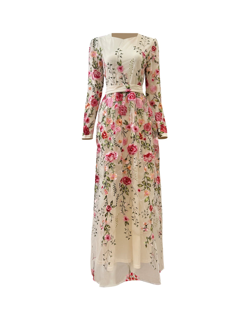 Mini Marseille Embroidered Maxi Gown