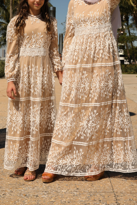 Mini Avery Lace Maxi Dress - Chai Tea Latte