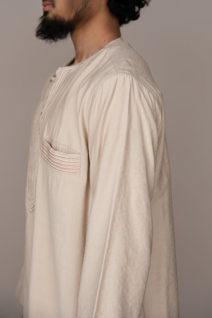 Twine Embroidered Thobe with Zipper