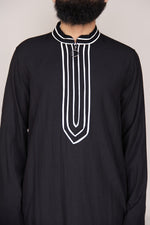 Ayyub Rayon Thobe with Black Contrast Trim