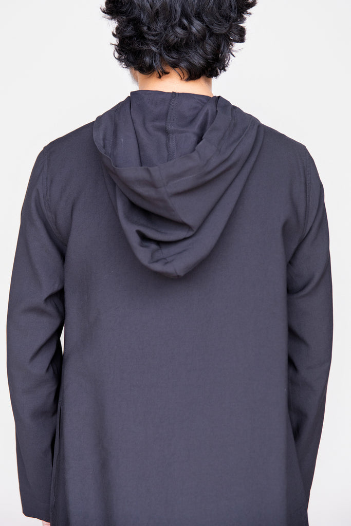 Wooden Button Thobe with Hoodie
