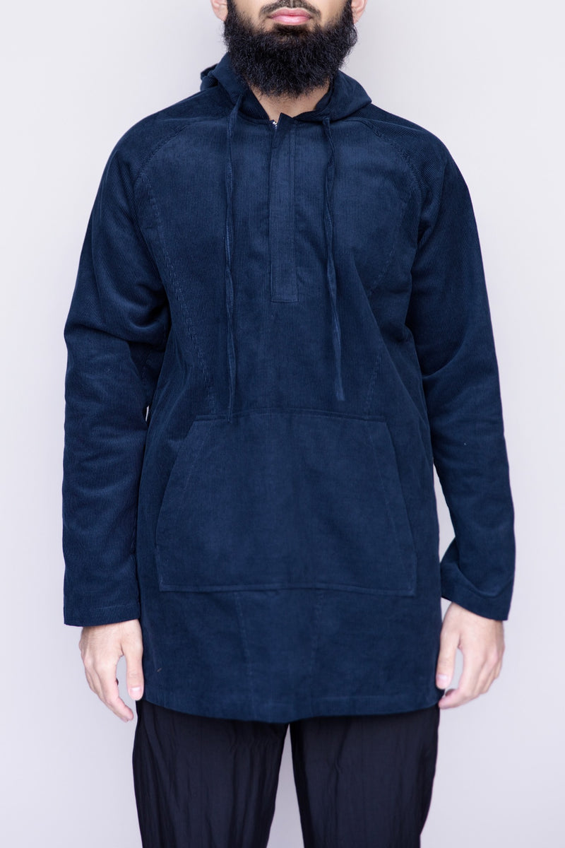 Pouch Pocket Corduroy Hoodie
