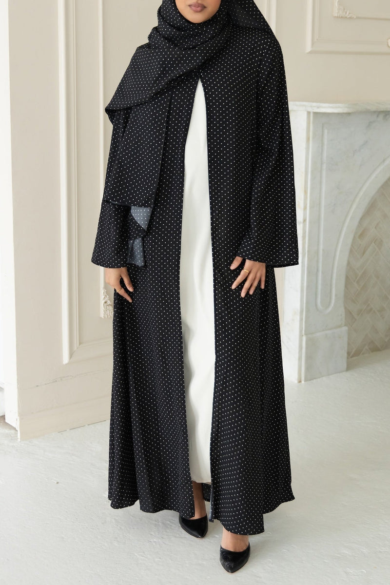 Qamar Kimono Abaya - Starlit Onyx