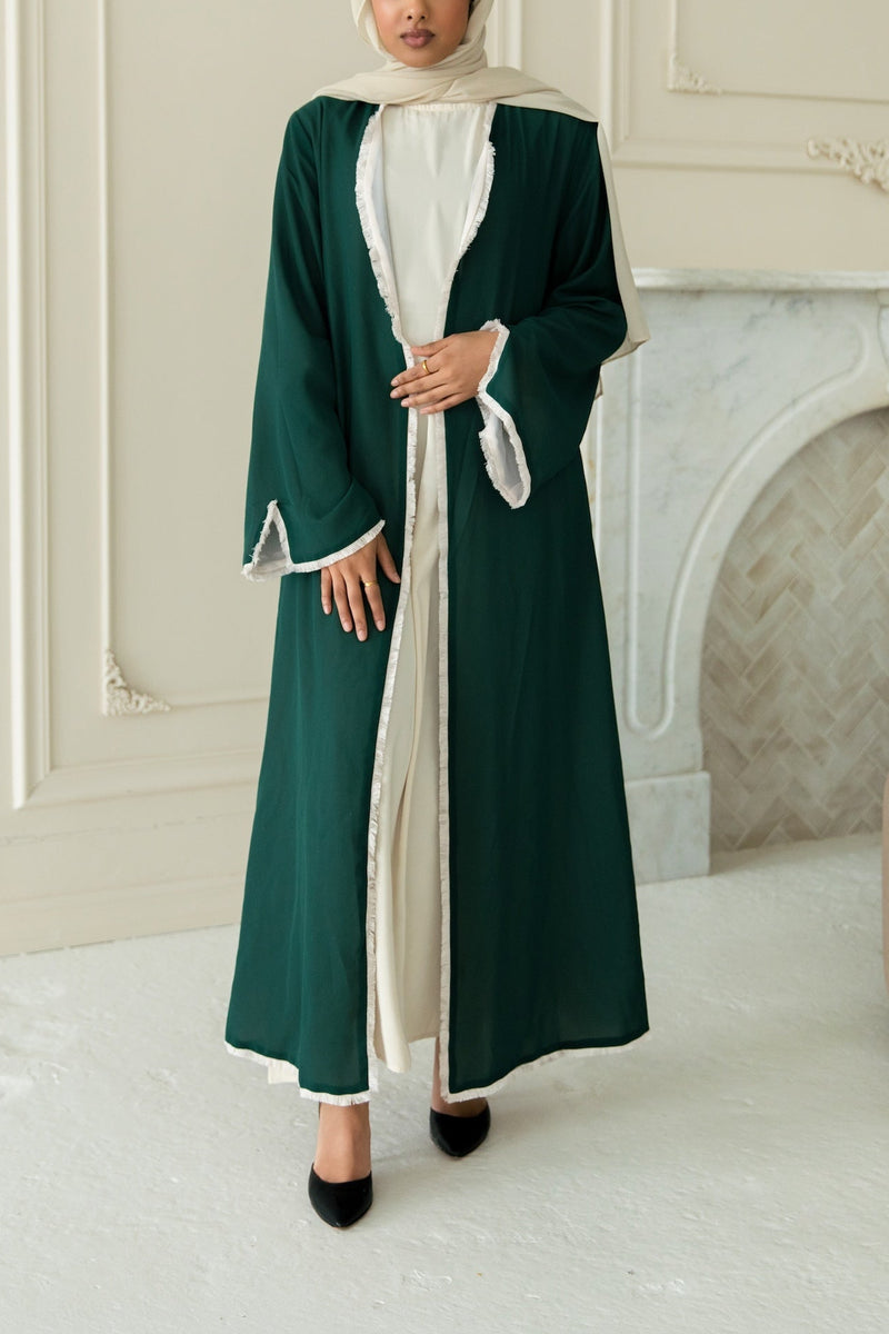 Alwan Reversible Kimono Abaya - Ivory Forest