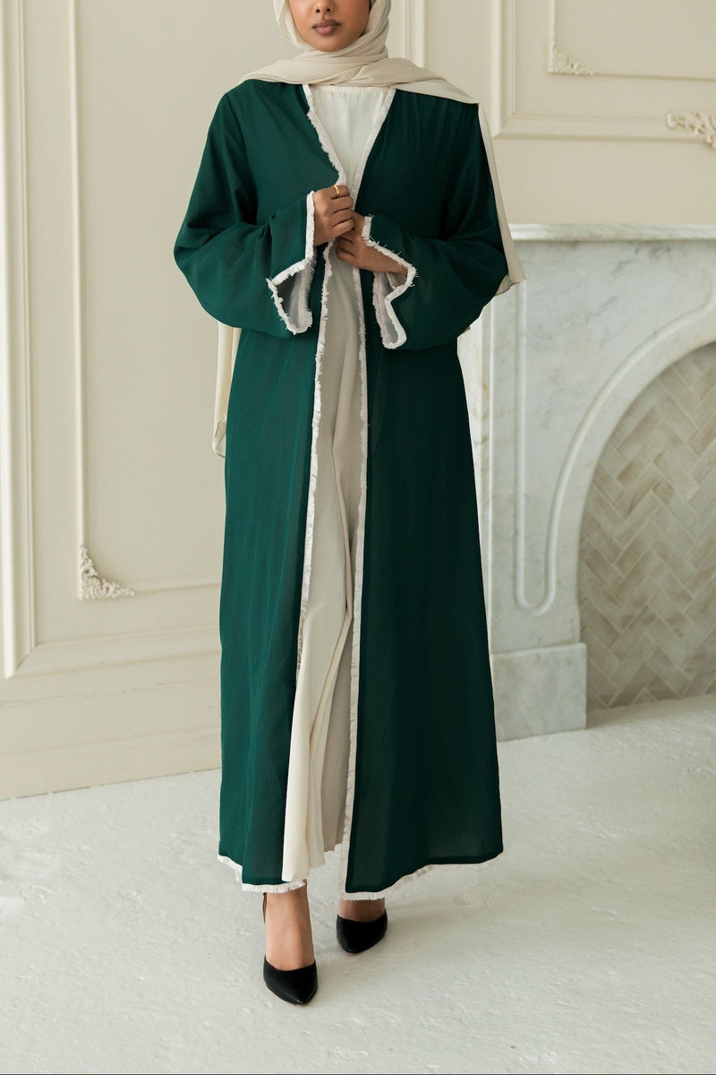 Alwan Reversible Kimono Abaya - Ivory Forest