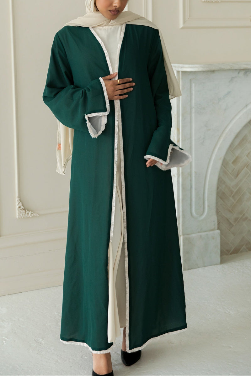Alwan Reversible Kimono Abaya - Ivory Forest