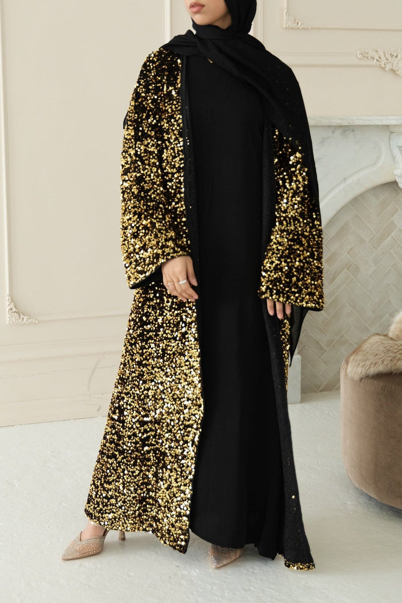 Ridaa Sequin Abaya - Liquid Gold