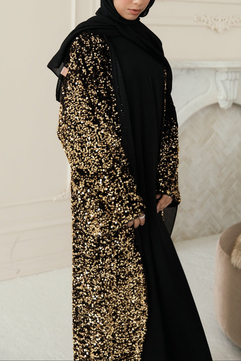 Ridaa Sequin Abaya - Liquid Gold