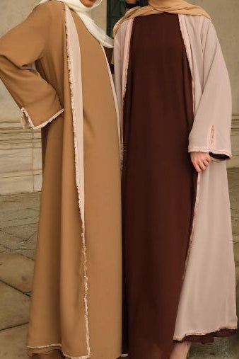 Alwan Reversible Kimono Abaya - Caramel Creme