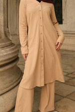 Tamara Knit Two Piece Matching Set - Almond