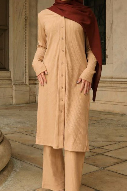 Tamara Knit Two Piece Matching Set - Almond