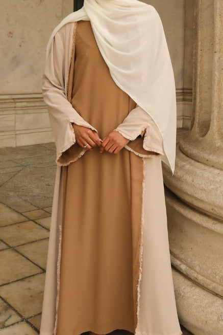 Alwan Reversible Kimono Abaya - Caramel Creme