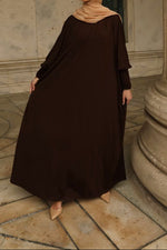 Madinah Smocked Sleeve Batwing Abaya - Cocoa