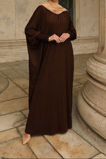 Madinah Smocked Sleeve Batwing Abaya - Cocoa