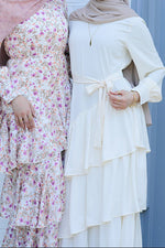 Valencia Tiered Pleated Dress - Cream