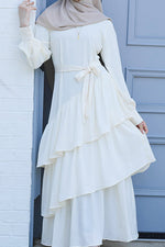 Valencia Tiered Pleated Dress - Cream