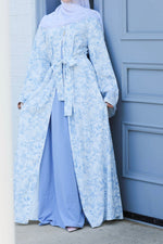Nawar Toile Kimono Abaya – Bleu