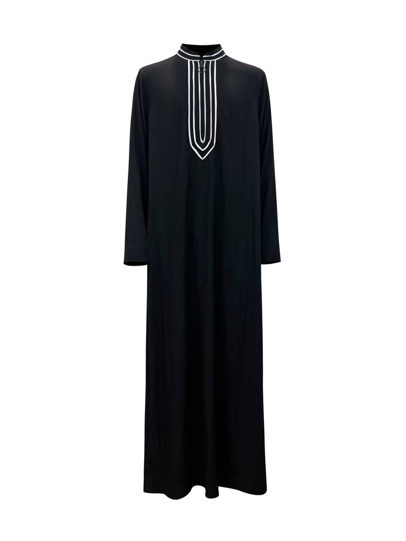 Ayyub Rayon Thobe with Black Contrast Trim