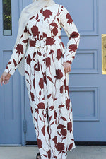 Reem Button Floral Maxi - Carnation