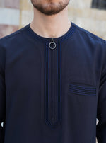 Twine Embroidered Thobe with Zipper