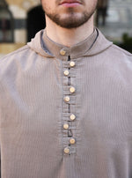 Alternating Buttons Corduroy Hoodie