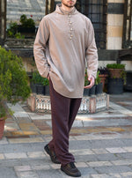 Alternating Buttons Corduroy Hoodie