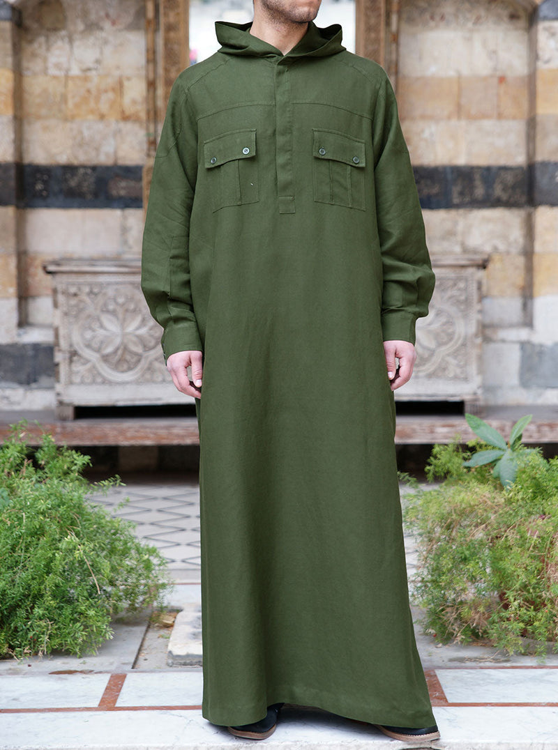 Jabari Hooded Linen Thobe