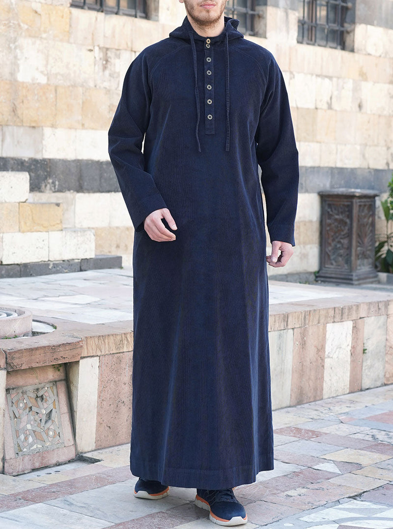 Thick Corduroy Hooded Thobe