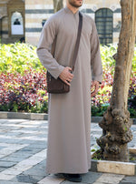 Zipped Thobe with Raised Collar