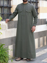 Contrast Stitched Shirt Thobe