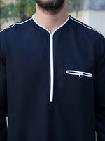 basra rayon blend thobe with contrast trim