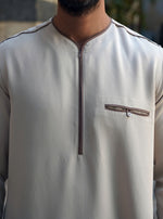 basra rayon blend thobe with contrast trim