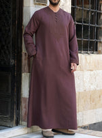 formal men's embroidered thobe with twine detailing