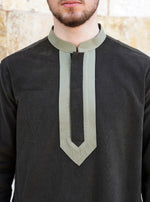 Corduroy Thobe with Contrast Trim