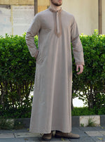 Corduroy Thobe with Contrast Trim