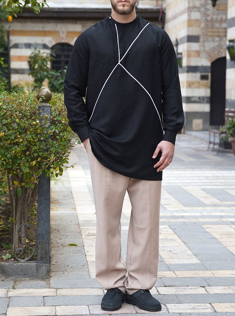 Cross Lines Trim Shirt