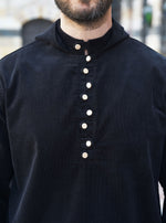 Alternating Buttons Corduroy Hoodie