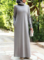 Gathered Sleeves Jersey Maxi Dress