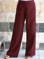 Linen Topstitched Side Panel Trousers