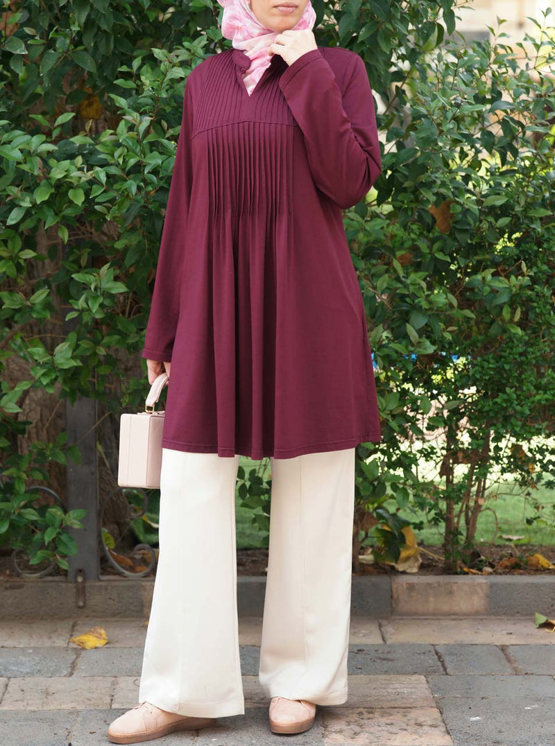 Pintucked and Pleated Blouse