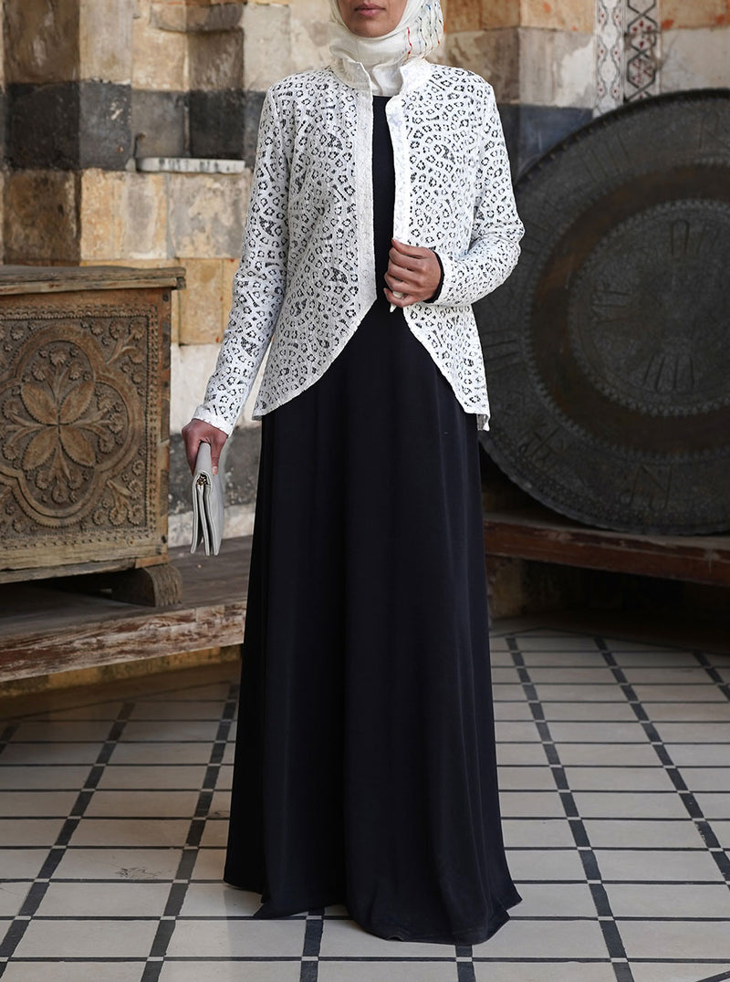Lace Jacket Abaya Gown Set