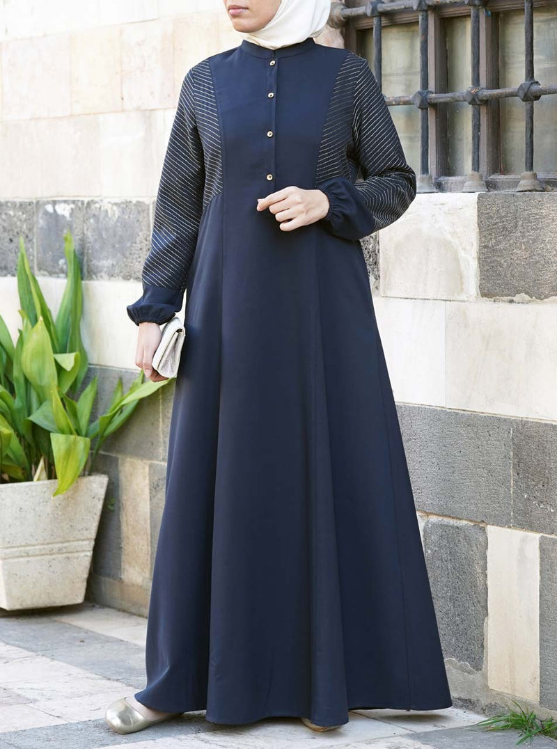 Gold Topstitched Abaya