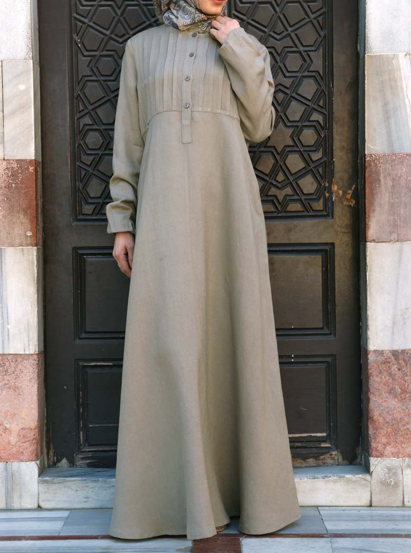 Linen Abaya with Tucks