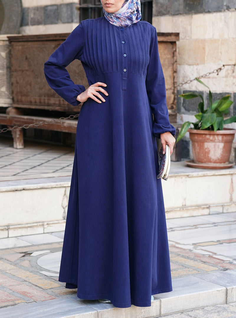 Brushed Cotton Abaya with Tucks